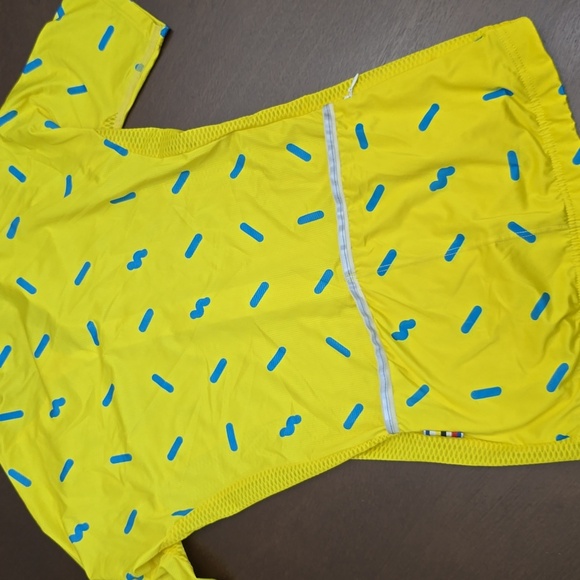 TSH Yellow and Blue Jersey Vibrant Pattern Zip Up Racing Cycling Shirt S - Picture 4 of 6